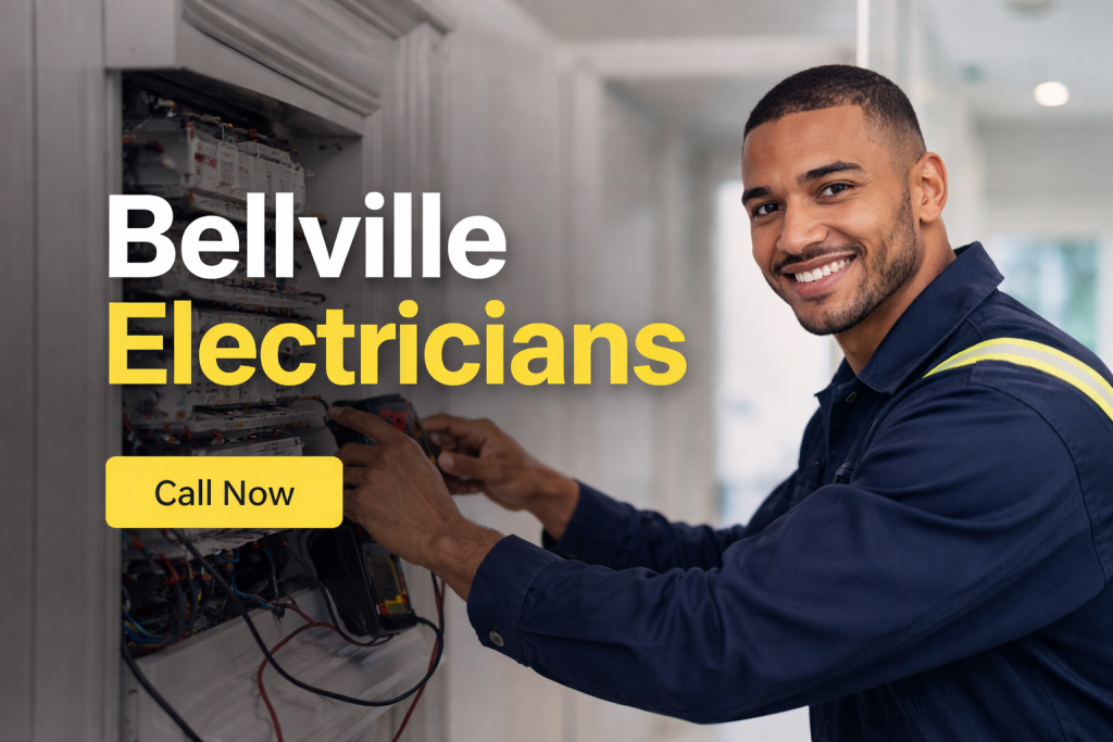 Professional electrician working on an electrical panel for residential and commercial properties in Bellville